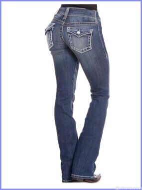 Bootcut Jeans Curvy Low Rise Western with Pockets